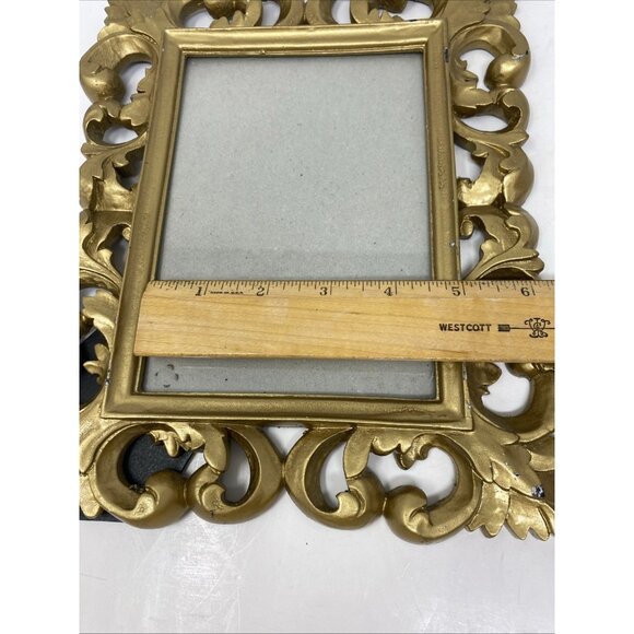 Ornate Heavy Hollywood Regency Style Gold Tone Picture Frame 6.5” X 4.5” Photo - Picture 9 of 10